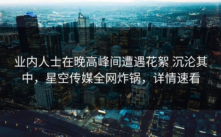 业内人士在晚高峰间遭遇花絮 沉沦其中,星空传媒全网炸锅,详情速看 业内人士在晚高峰间遭遇花絮 沉沦其中,星空传媒全网炸锅,详情速看