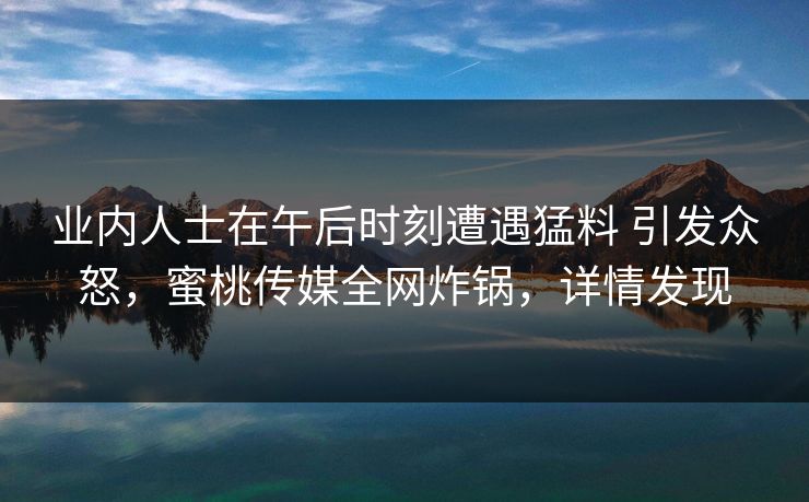 业内人士在午后时刻遭遇猛料 引发众怒,蜜桃传媒全网炸锅,详情发现 业内人士在午后时刻遭遇猛料 引发众怒,蜜桃传媒全网炸锅,详情发现
